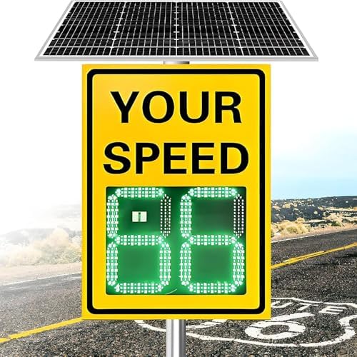 Solar Powered Radar Speed Limit Sign - LED Display for Speed Detection, Covers 4 Lanes, Ideal for Highways & Speed-Limited Roads, 60x90cm/24 x35 - Enhance Road Safety