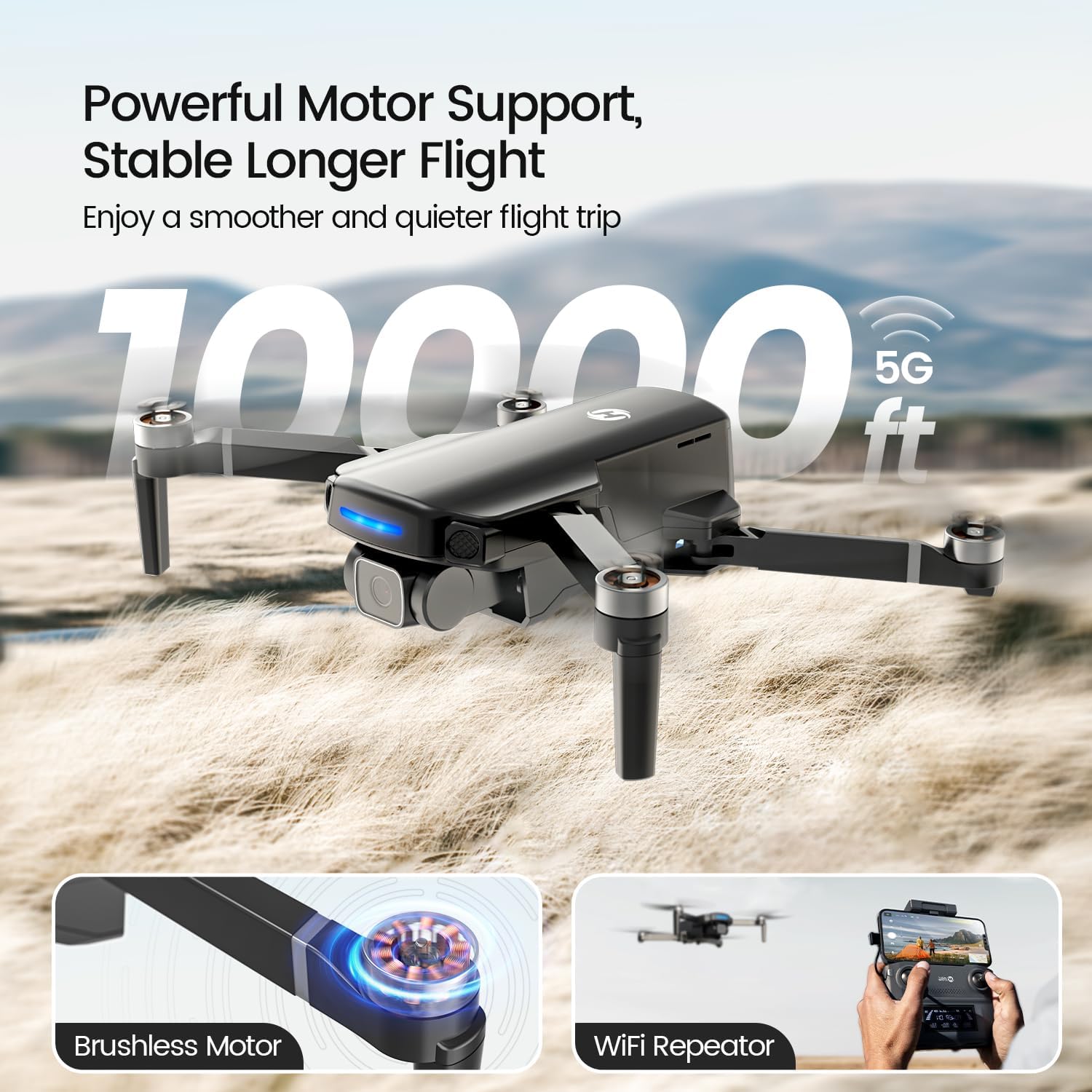 Holy Stone HS360S GPS Drones with 4K UHD Camera for Adults,RC FPV Foldable Quadcopter Drone with 3 Batteries,10000 Ft Transmission,GPS Follow Me, Auto Smart Return, Brushless Motor,Beginner Mode,249g
