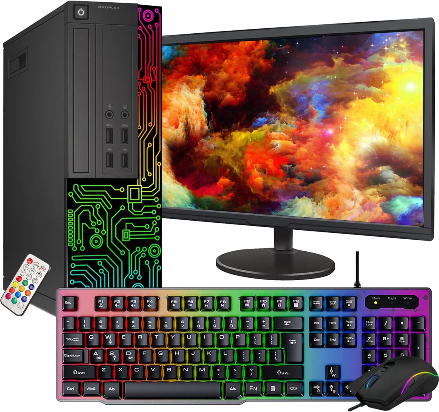 Dell OptiPlex Desktop RGB Computer Intel i5 Quad-Core Processor 8GB RAM 256GB SSD, 22 Inch Monitor, Windows 11 Pro WiFi, Gaming PC Keyboard & Mouse (Renewed)