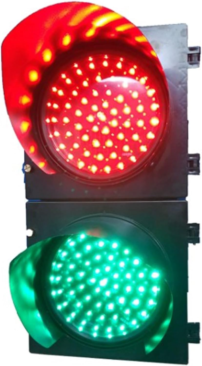LED Traffic Light, Red/Green Traffic Indicator Stop Light, Traffic Signals Signs Lights, Outdoor Waterproof, for Road, Dock Bay, Toll Station, Curves, Bridges(AC 220V,400mm/16in)