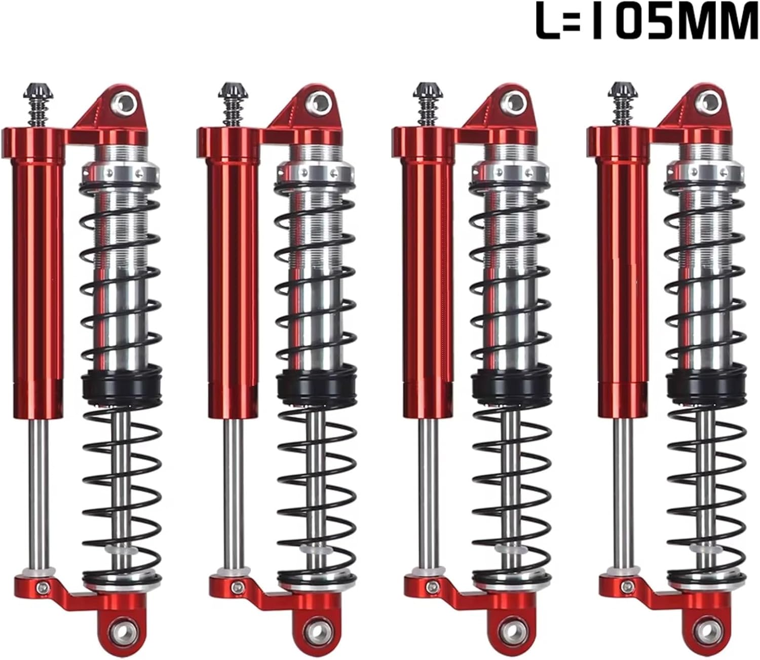 Shock Absorbers Parts For Meijiaxin H8h For Yikong Crossrs 1/8 L 105mm Metal Adjustable Oil Negative Pressure Shock Absorber Dual Damper Rc Track(Red)
