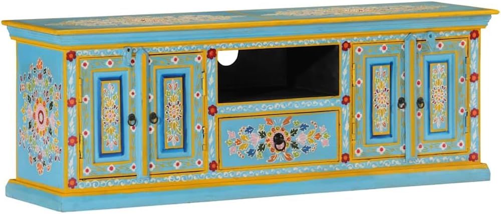Blue Solid Mango Wood TV Cabinet