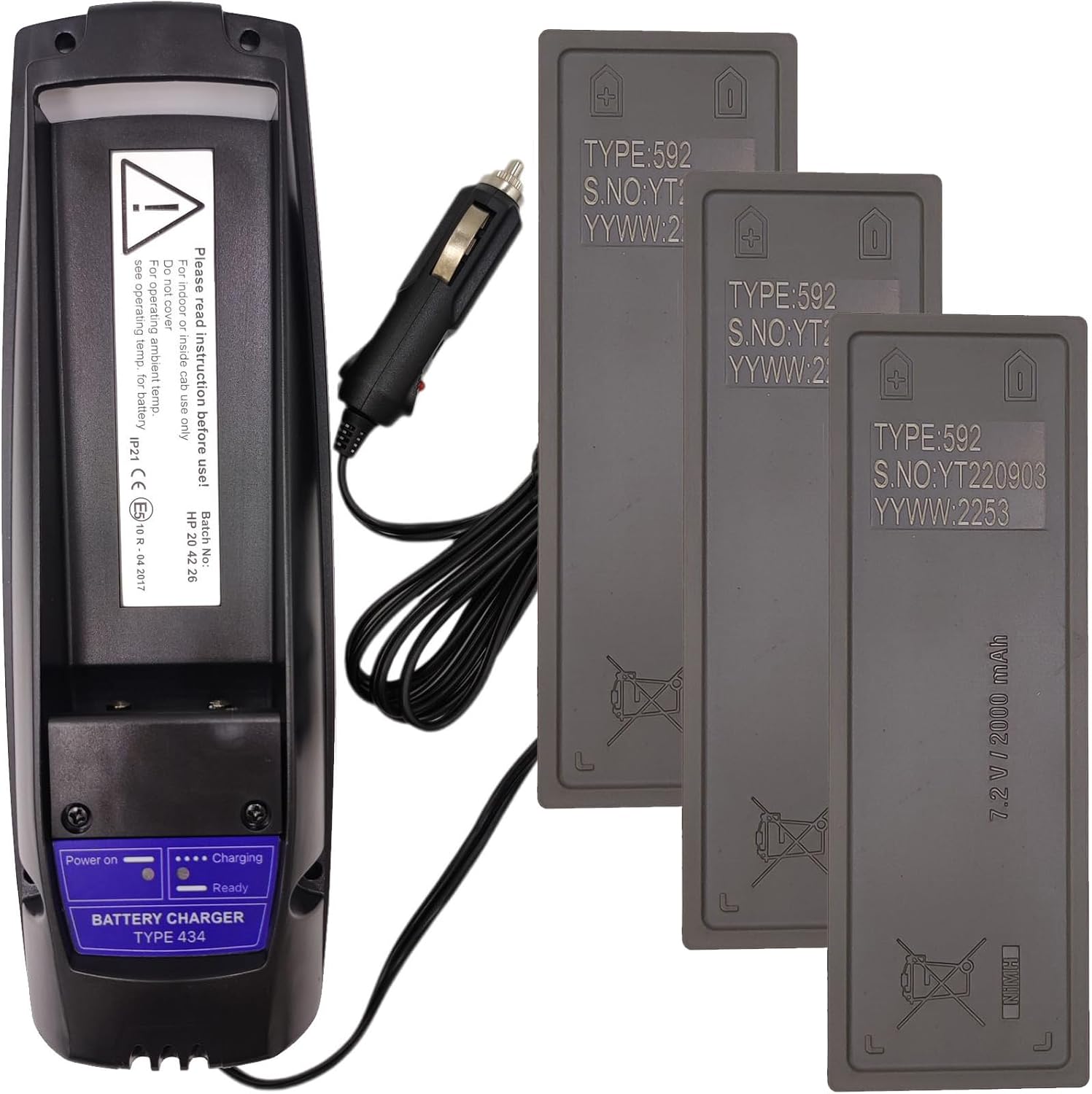 (1*Charger + 3*Battery) 10-30V Scanreco 434 Battery Charger + (3-Pieces) Scanreco 592 7.2V 2000mAh Battery for Scanreco 592 593 590 596 EEA4291 EEA2512 RC400 RSC7220 13445 Battery
