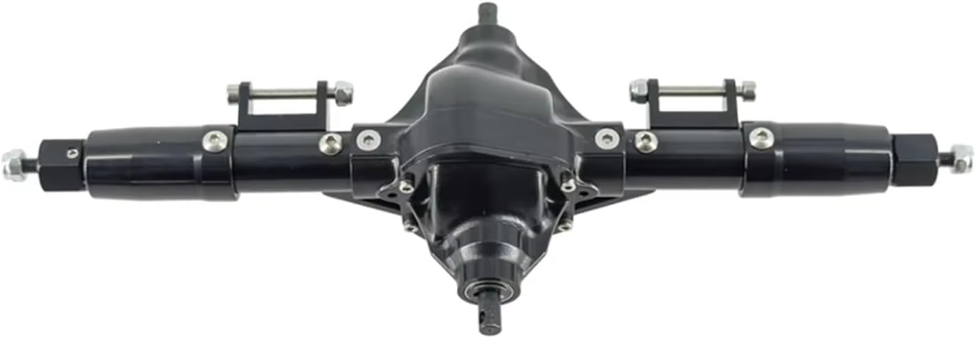 RC Car Parts Compatible with Axial Scx10 4WD D90 1/10 Rc Car Accessories Upgrades Parts Metallic Front Middle Rear Straight Axle with Servo Base(Black,1set)