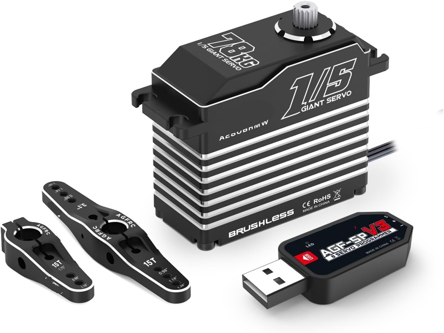 1/5 Scale Giant servo A280BH 78KG high Torque Steel Gear programmable Digital brushless servo(A280BHMW Set1)