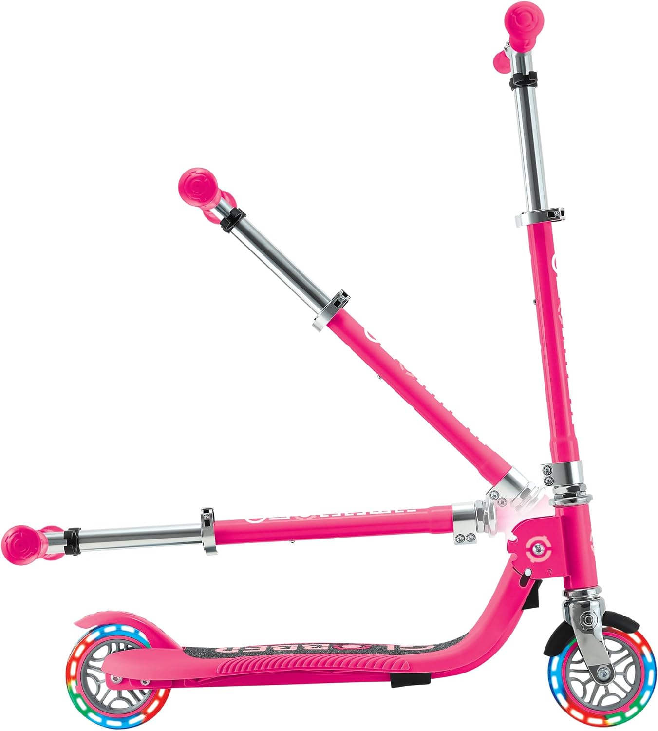Globber Flow Foldable Junior Lights Scooter - Fuchsia