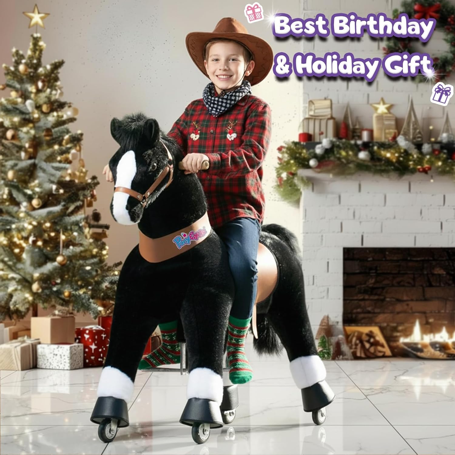 PonyCycle Large Riding Horse for Kids (with Brake/42.5