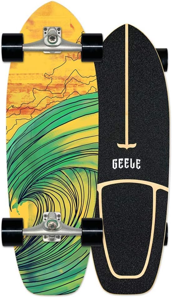 Carving Skateboard Complete Surf Skate 78×24cm High-Speed ABEC-11 Bearings 7 Layer Maple Adjustable for Teens Adults Beginners Girls Boys Kids (D)