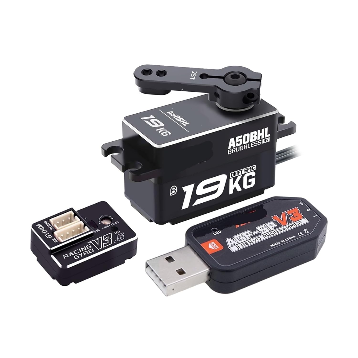 A50BHL 19KG Super Torque Super High Speed ​​8.4V Programmable Low Profile Brushless Digital Remote Control Servo(Drift Specific Set6)