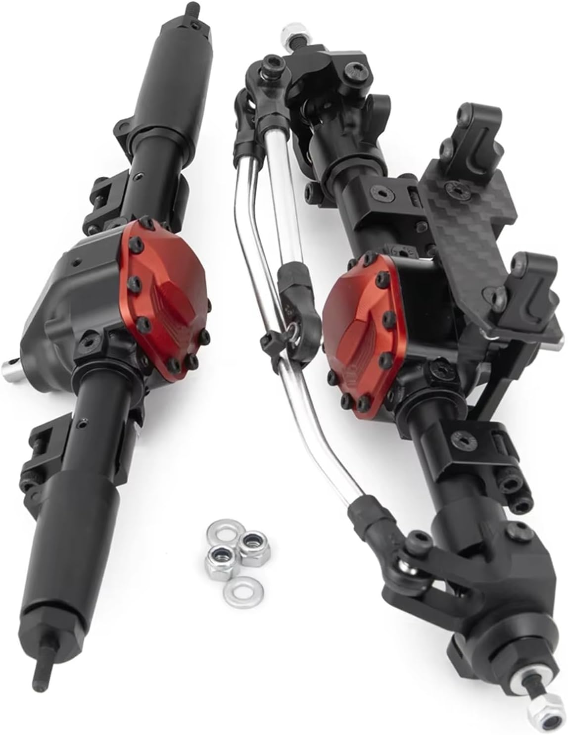 RC Car Accessories Compatible with Axial for SCX10 II 90046 1/10 RC for Rock Crawler Car for Model Upgrade Parts CNC Aluminum Alloy Front Rear Axle(Rear and Front)