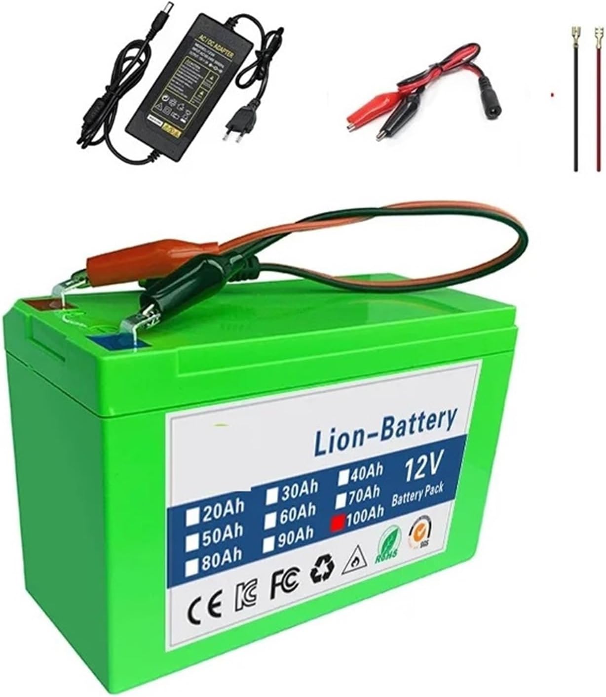 Lithium Battery，12V 100Ah Lithium Ion Rechargeable Battery Charger for Kid Scooters with Built-in BMS Power Display(12v 100Ah)