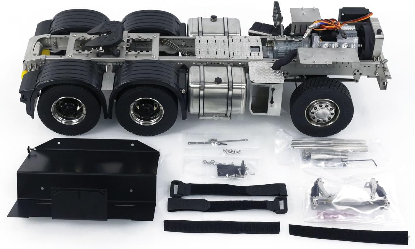 Metal 6X6 Chassis for 770S 1/14 RC Tractor Truck 3-Speed Transmission Model Servo Steering and Differential Lock