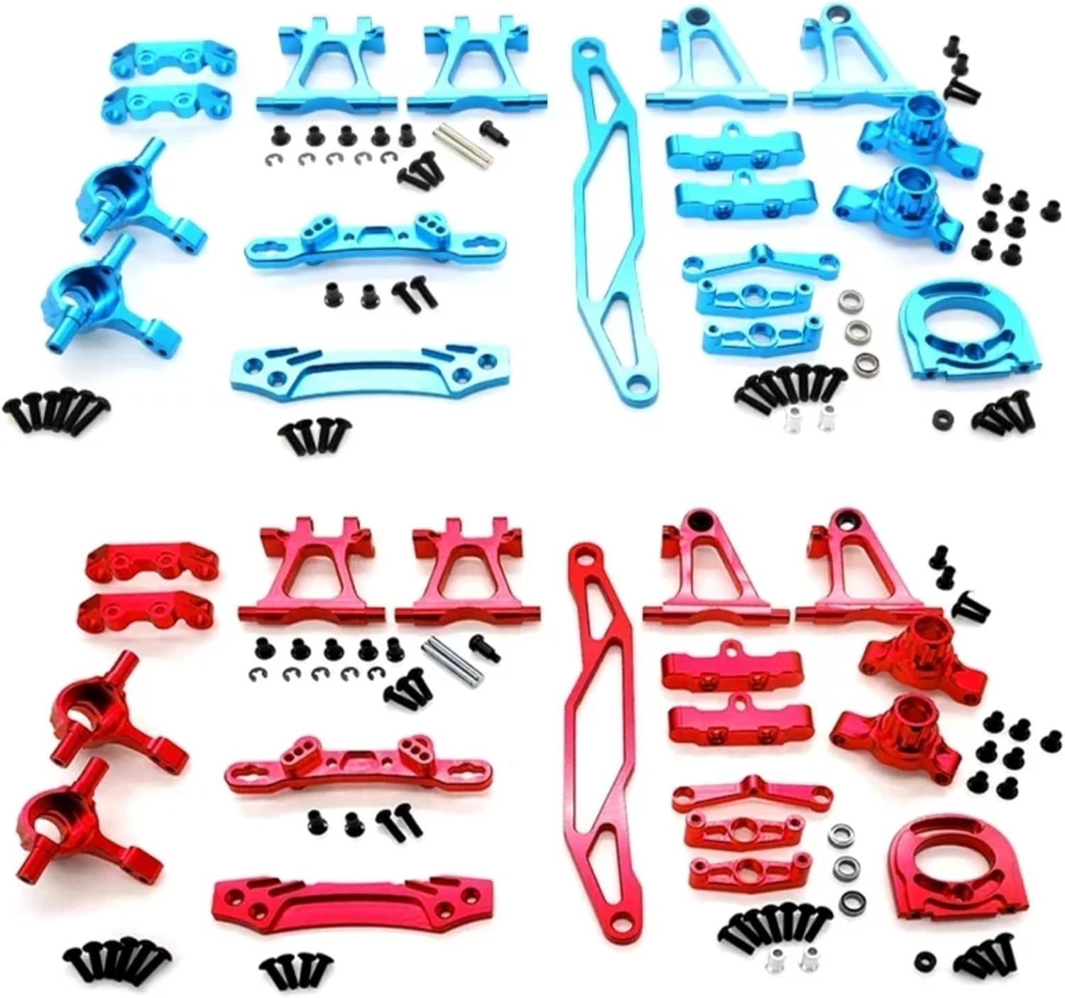 RC Car Models Parts For Tamiya For TT-02 For TT02 1/10 Metal Suspension Arms Steering Modification Accessory Kit RC Car Upgrade Parts Accessories(Red)