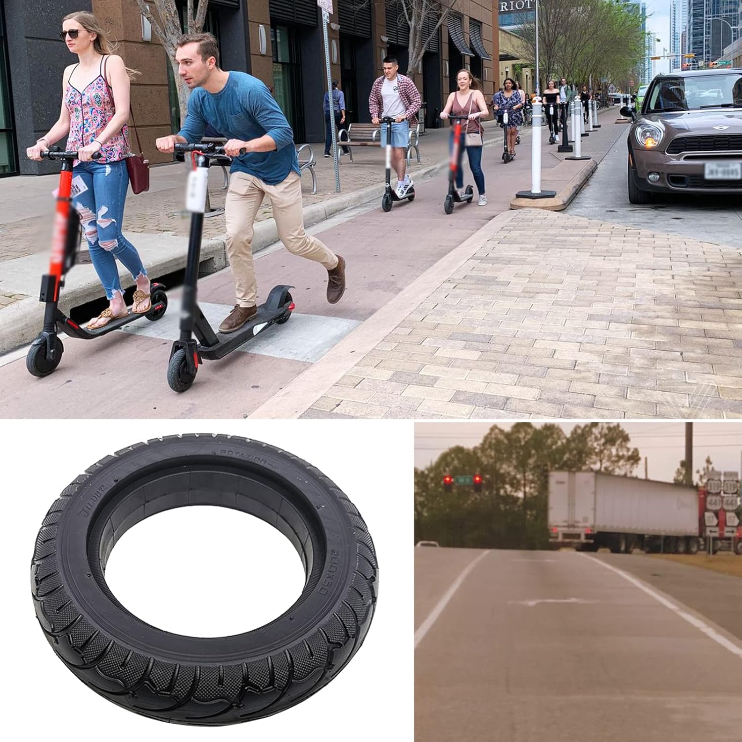 Scooter Wheel Tire, Rubber Replacement Tire, 8 Inches Electric Scooter Solid Tires, Heavy Duty Tires 200x50