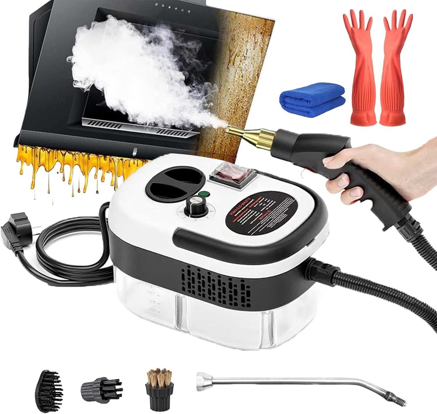 Steam Cleaner, 2500W Handheld High-Temperature Pressurized Steam Cleaner, High Pressure Handheld Steam Cleaner for Furniture, Handheld Steam Cleaner, 2500W Steam Cleaner(White,1200ml)