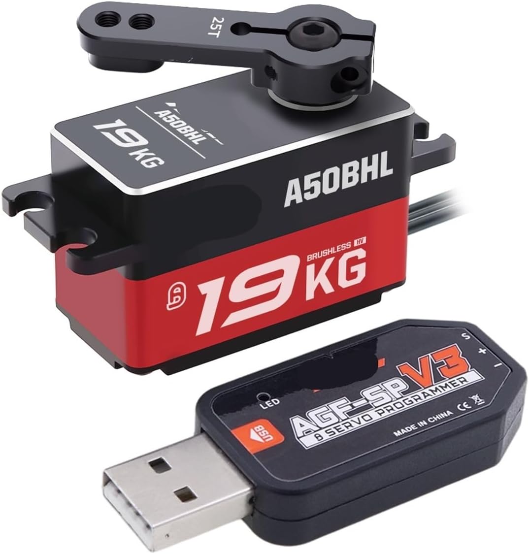 A50BHL A50CHM Programmable 19KG 18KG Brushless Coreless Digital Remote Control Servo Suitable for 1:10 1:12(A50BHL 19KG Set 3)