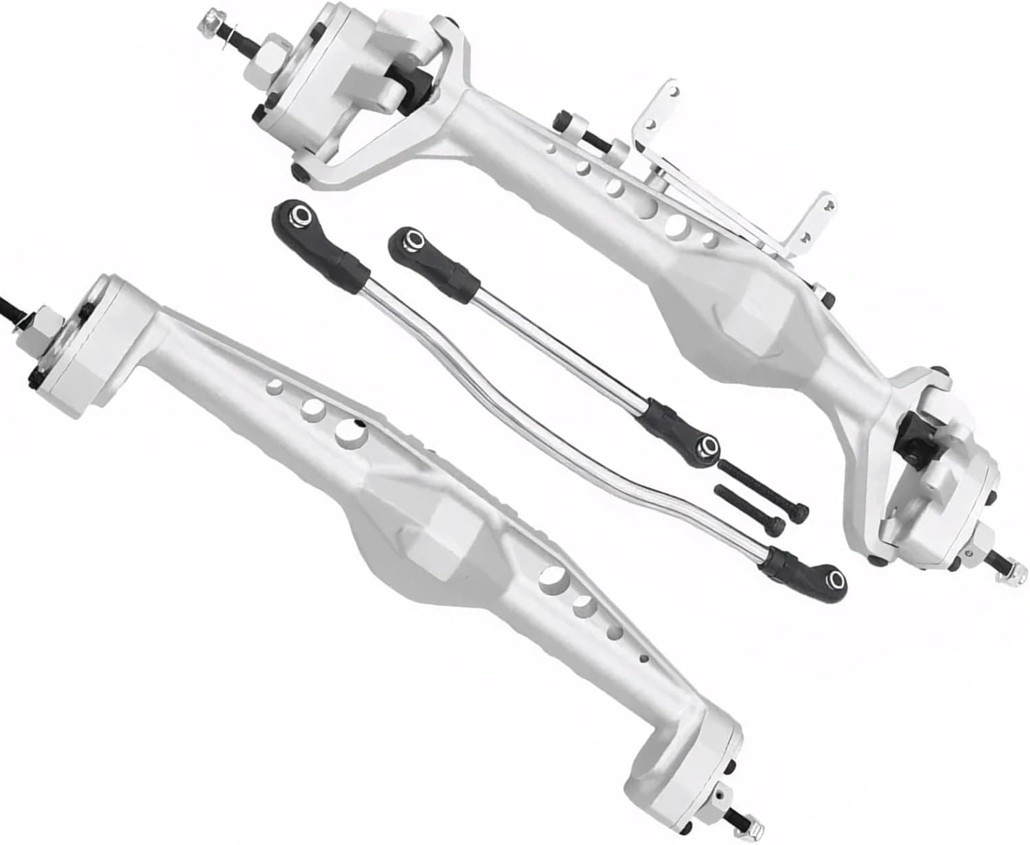 RC Vehicle Axles Compatible with Axial for Capra AXI03004 for LCG 1/10 RC Crawler Car Upgrade Parts Aluminum Alloy Front Rear Portal Axle with Servo Mounts(Color2,Front Axle and Rear Axle)