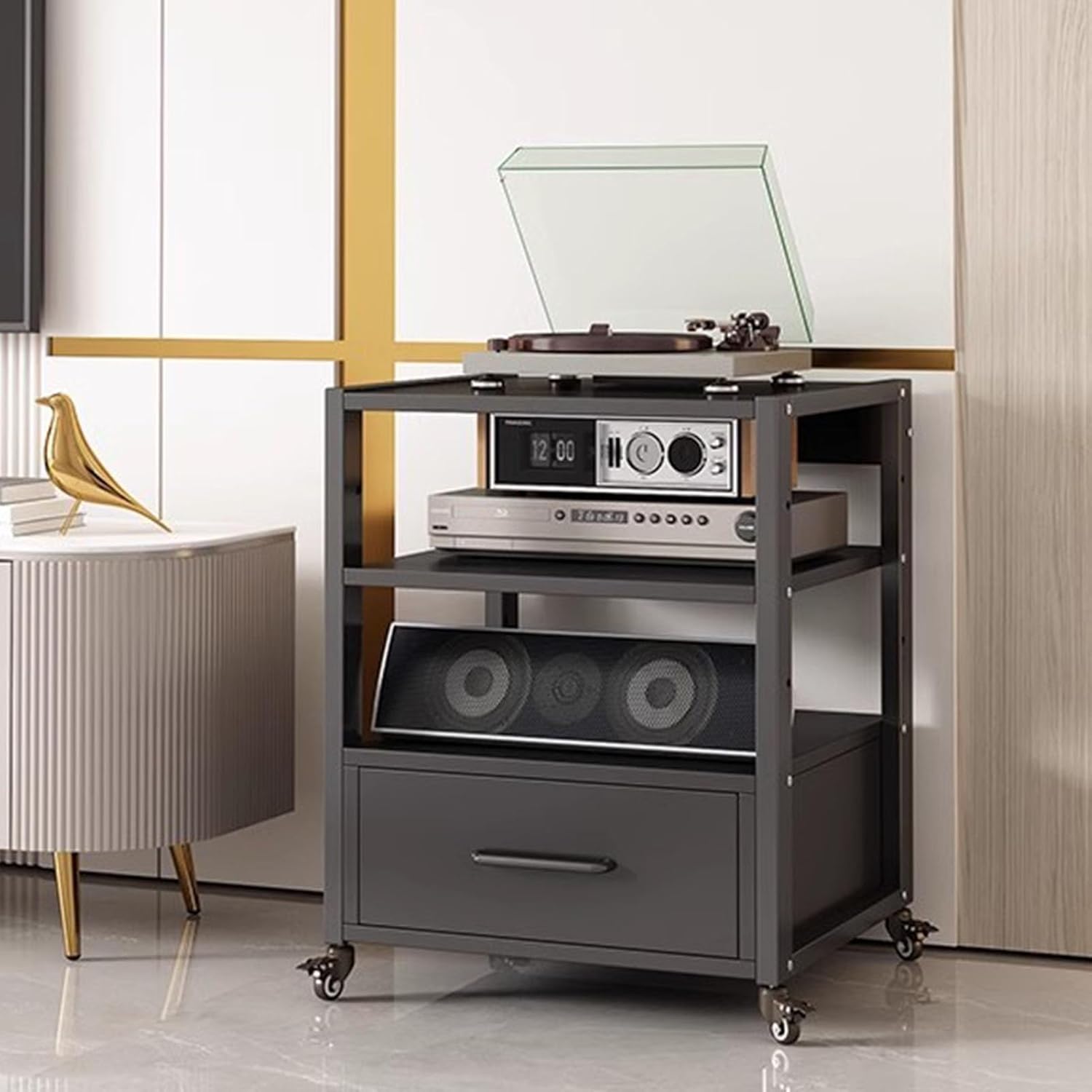 Media Cabinet 3 Tier Stereo Components Rack/Cabinet