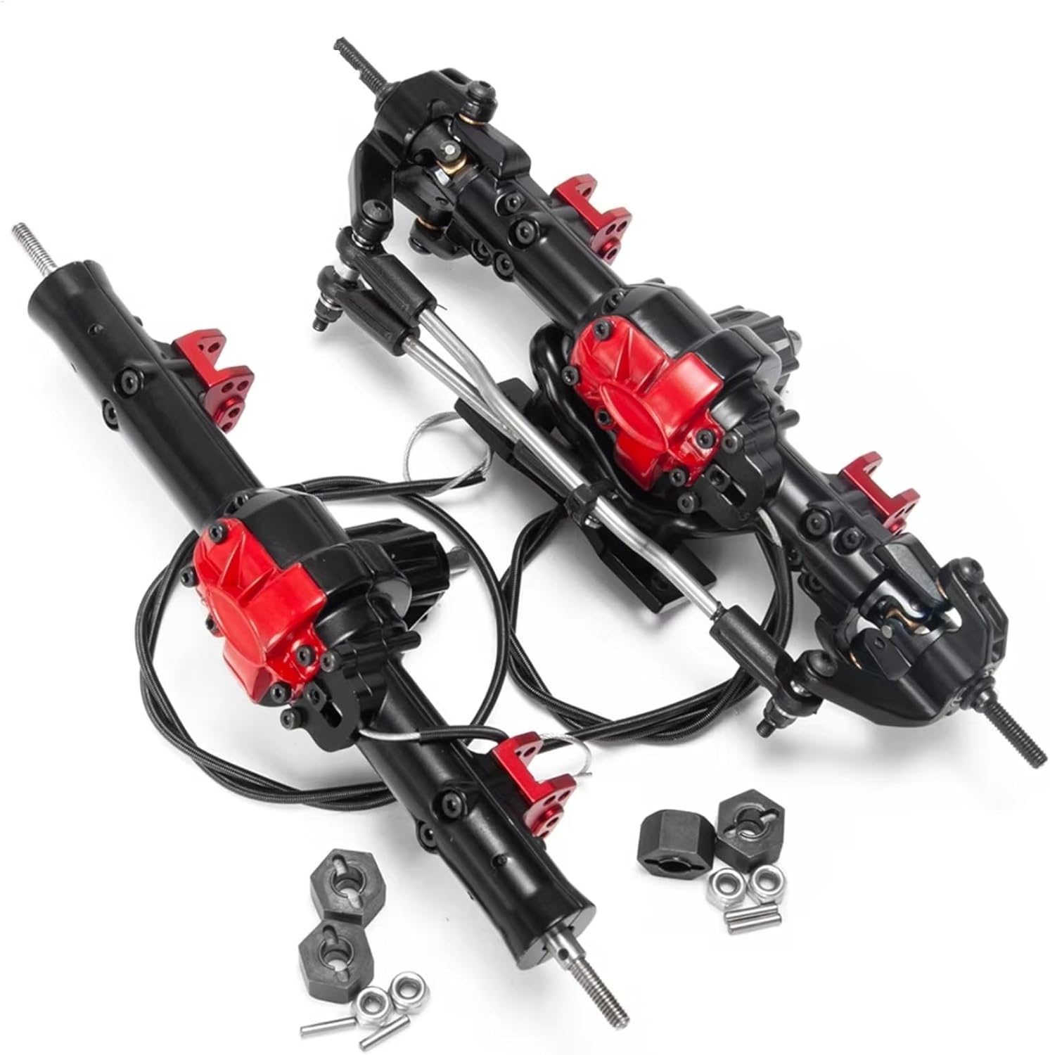 Compatible with D90 TF2 1/10 RC for Rock Crawler Car Upgrade Modification Parts Aluminium Alloy Front Rear Axle Differential Lock RC car Front Rear axle(1set)