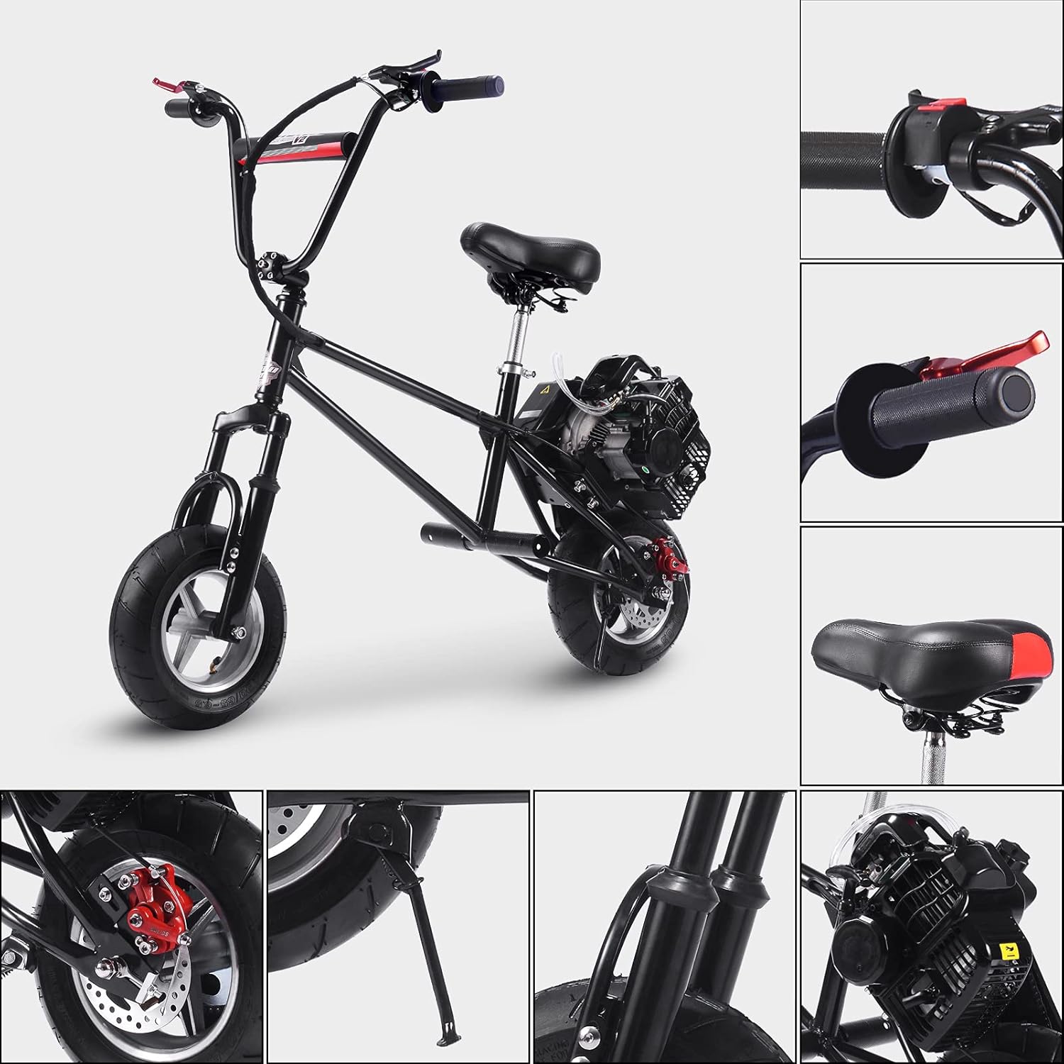 Gas Mini Bike V2 2-Stroke, Air Cooled, Adult Super Scooter, Gas Youth Mini Cross Country Bike, Motorcycle Cross Country Bike, EPA Approved, 13+ Years Old