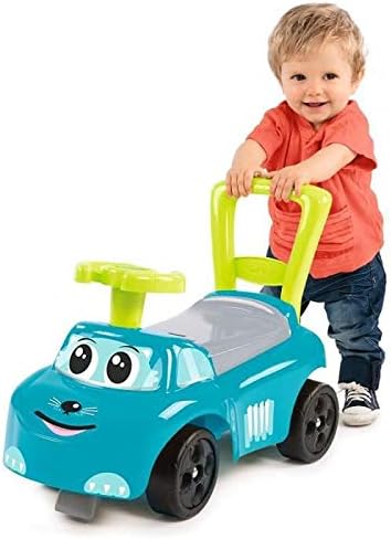 Smoby 2-in-1 Ride on Cars for Kids | Blue Push Along Walker with Toy Box Under seat | Ergonomic and Safe Design with Front and Rear Anti-topple Devices | Ages 10 Months+