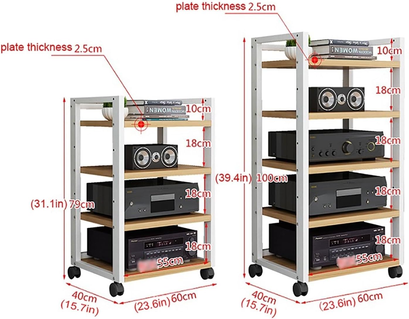 Movable Media Stand Entertainment Center for TV
