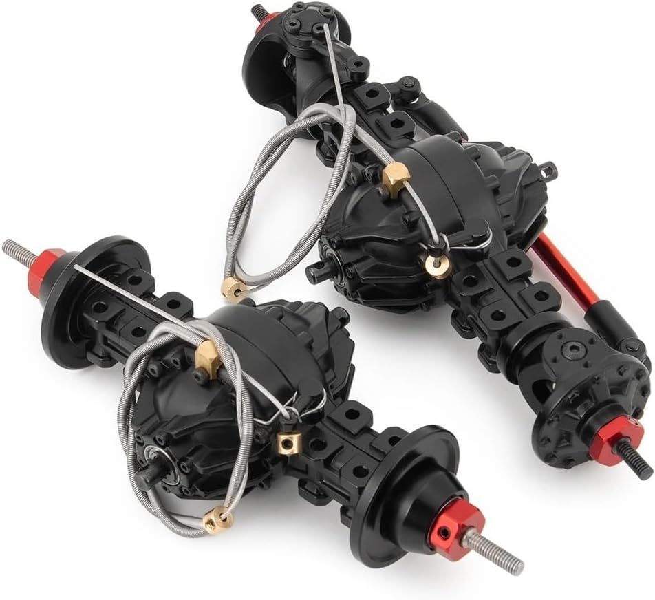 CNC Metal Front and Rear Medium Differential Axle with Gear Compatible with 1/14 RC Trailer Upgrade Parts Compatible with Various Models(Front and Rear)