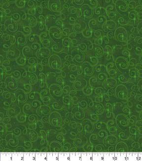 Fabric Traditions Swirls on Green Cotton Fabric by Keepsake Calico