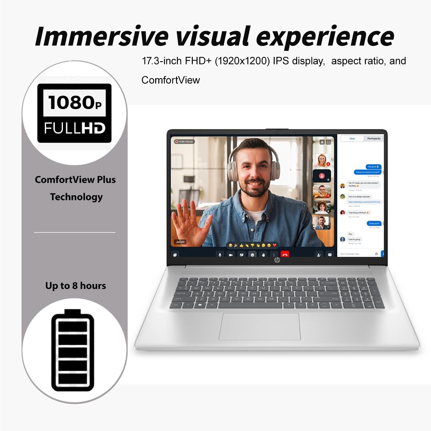 HP 17.3inch Business Laptop Computer - AMD Ryzen 5 7430U 6-Core (4.3GHz), FHD IPS Anti-Glare, AMD Radeon Graphics, Wi-Fi6, Copilot AI, Win 11 Pro, w/Accessories(64 GB RAM | 2 TB SSD)