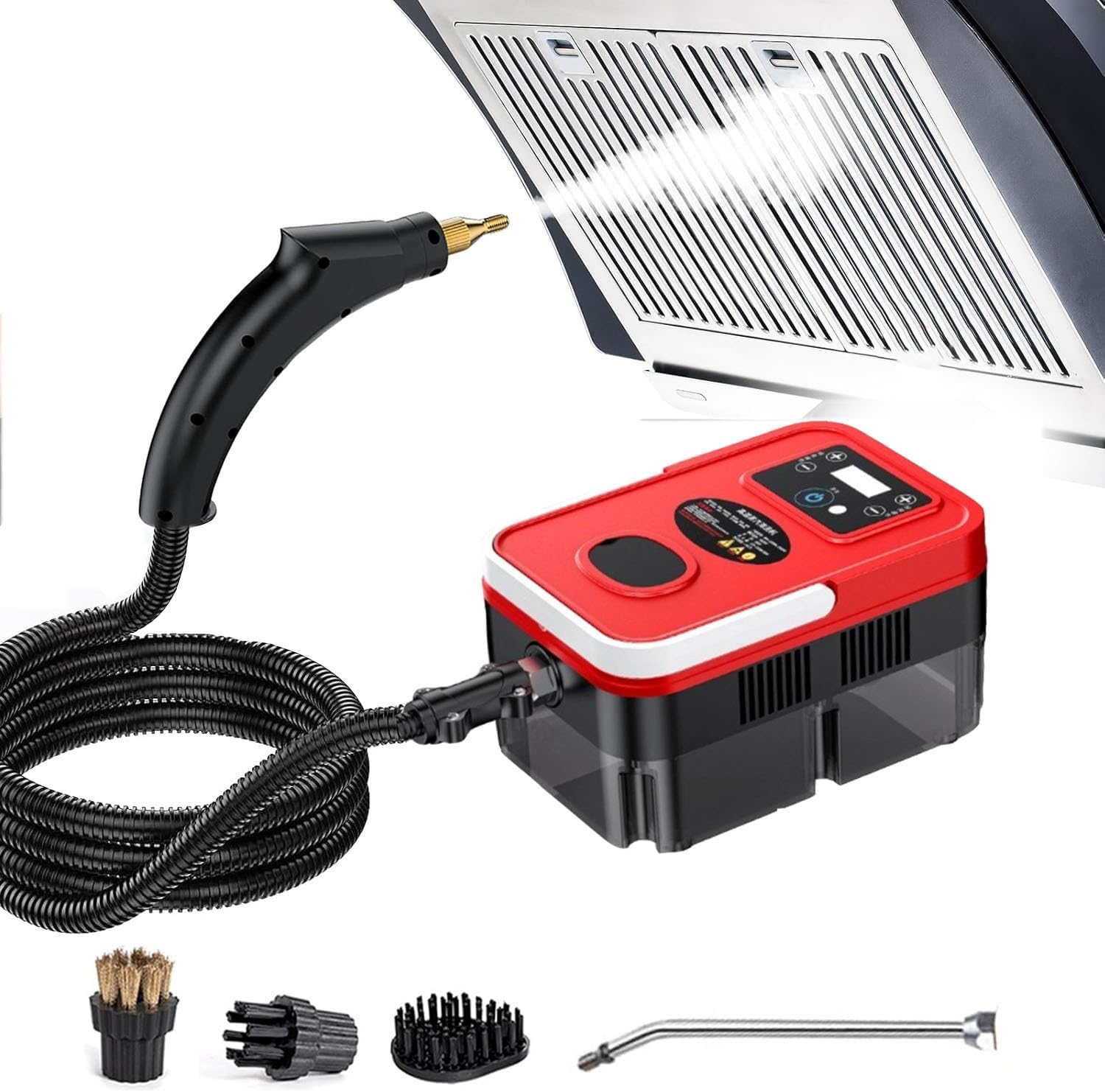 GLBMXDD Handheld Steam Cleaner, Steam Cleaners Mop, Portable Powerful Canister Steamer,Steamer for Cleaning, for Kitchen, Bathroom, Car, Grout and Tile,Red