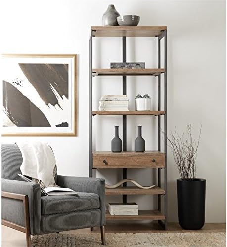 Hooker Furniture 5 Shelf Bookcase in Medium Wood and Gray