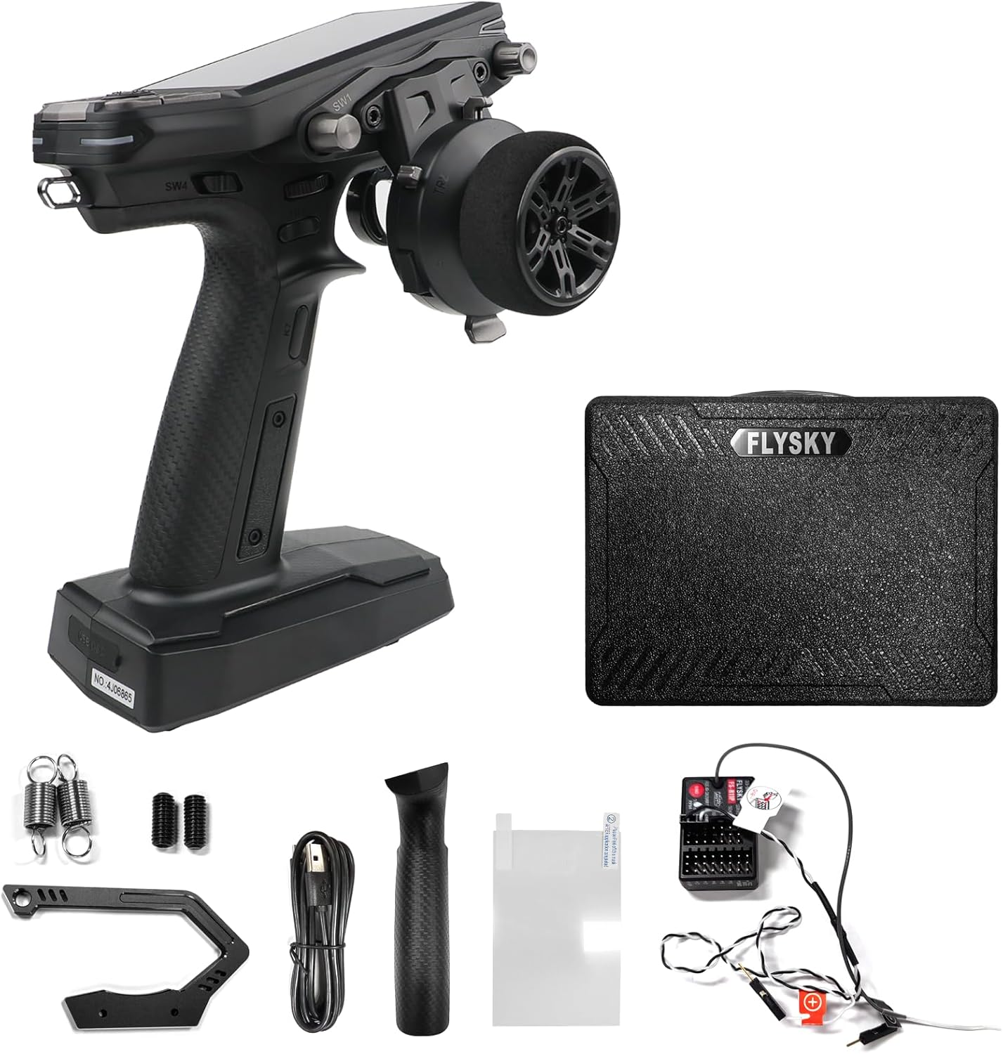 Flysky FS-G11P Radio Transmitter, 2.4GHz 11CH Transmitter with FS-R11P Receiver Combo, IPS Display, Colorful Lighting Control, Ultra-Low Energy Consumption Suitable for ANT Models RC Toys