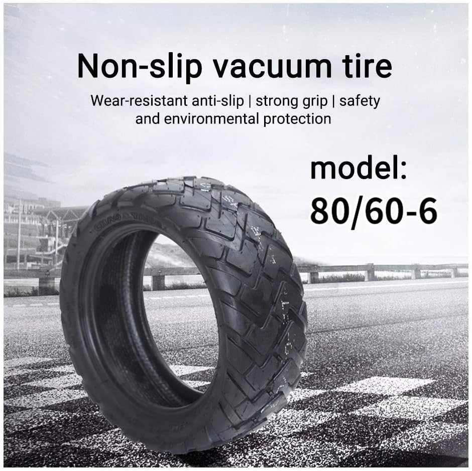 Xiaoki Tires 10-Inch High-Wear Non-Slip Vacuum Tires 80/60-6 Inflatable Widened Tires Suitable for Balancing Scooter Tire