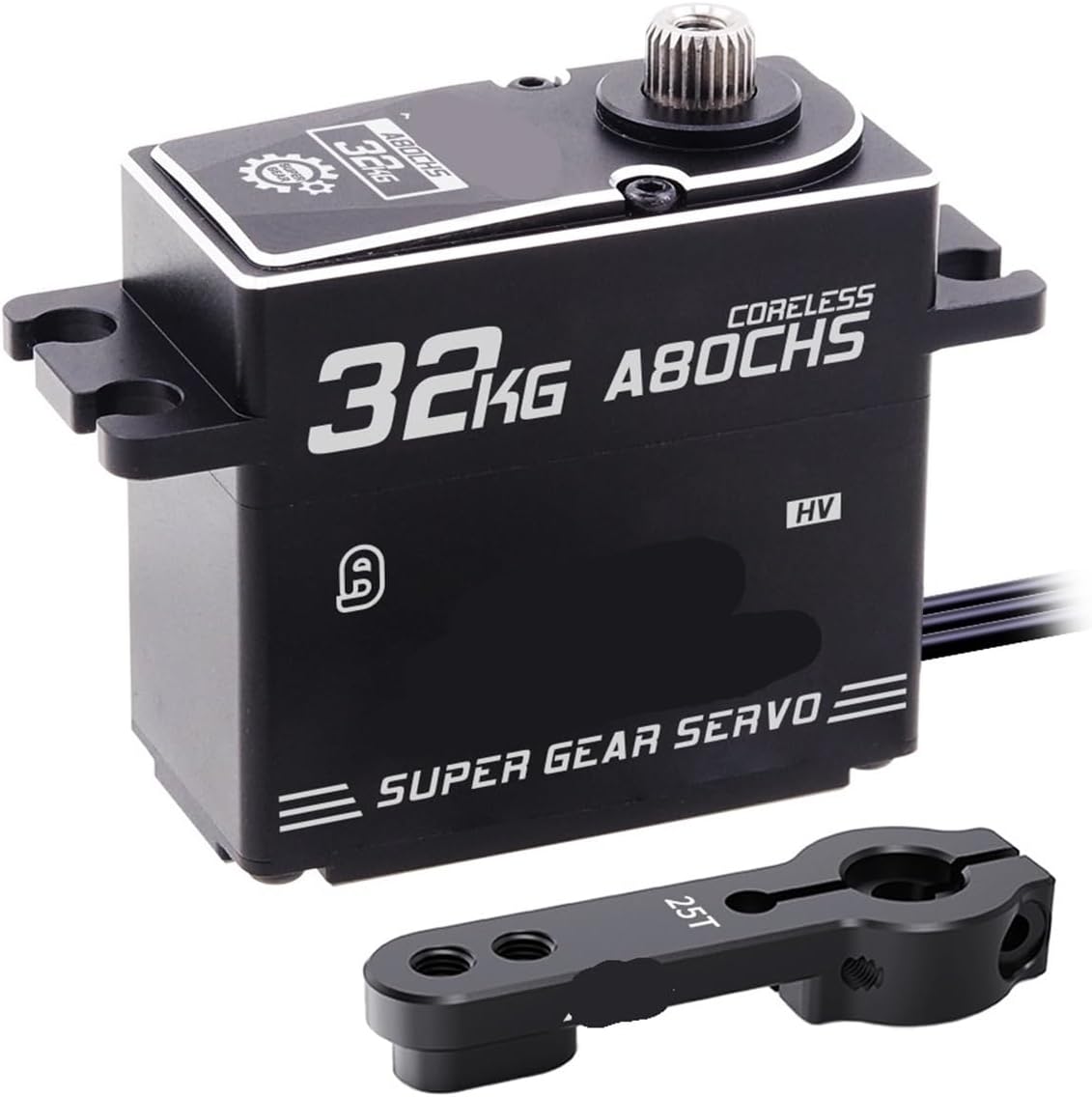 A80CHS A80BHS 7.4V 32KG 36KG Metal Gear Coreless Brushless Motor 25T Digital STD Steering Servo Suitable for 1/10(A80CHS 32kg Set 1)