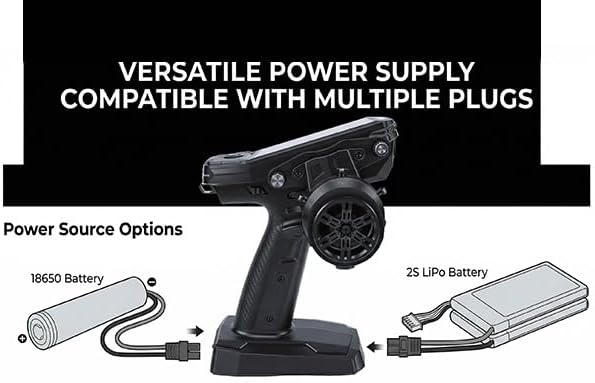 MAVIS LAVEN RC Transmitter with, 3.5 Inch Color IPS Screen 11 Channel 2.4GHz Remote Controller, with Dual Antennaes and Rubberized Grip Design, for RC Cars Boats (Black)