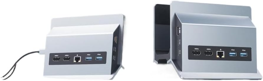 PULWTOP USB C Docking Station for Dual Monitors with 2 HDMI 4K 60Hz 3X USB A C 10Gbps Ethernet Compatible with Computer Accessories