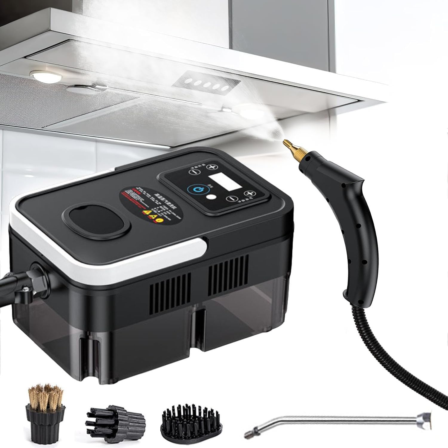 GLBMXDD Steam Cleaner,1200ML High Temperature Pressurized Steam Cleaner,Pressurized Handheld Natural Steam Cleaner,Steam Generator,10S Fast Heating,with 3 Brush Heads,Black