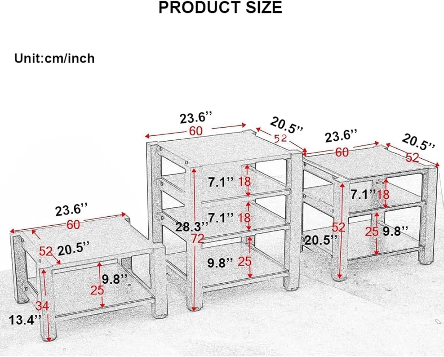 PZEOB Wooden Stereo Stands Modern AV Media Stand Audio Rack Tower Open Media Storage Cabinet Corner Shelf 2 Tier