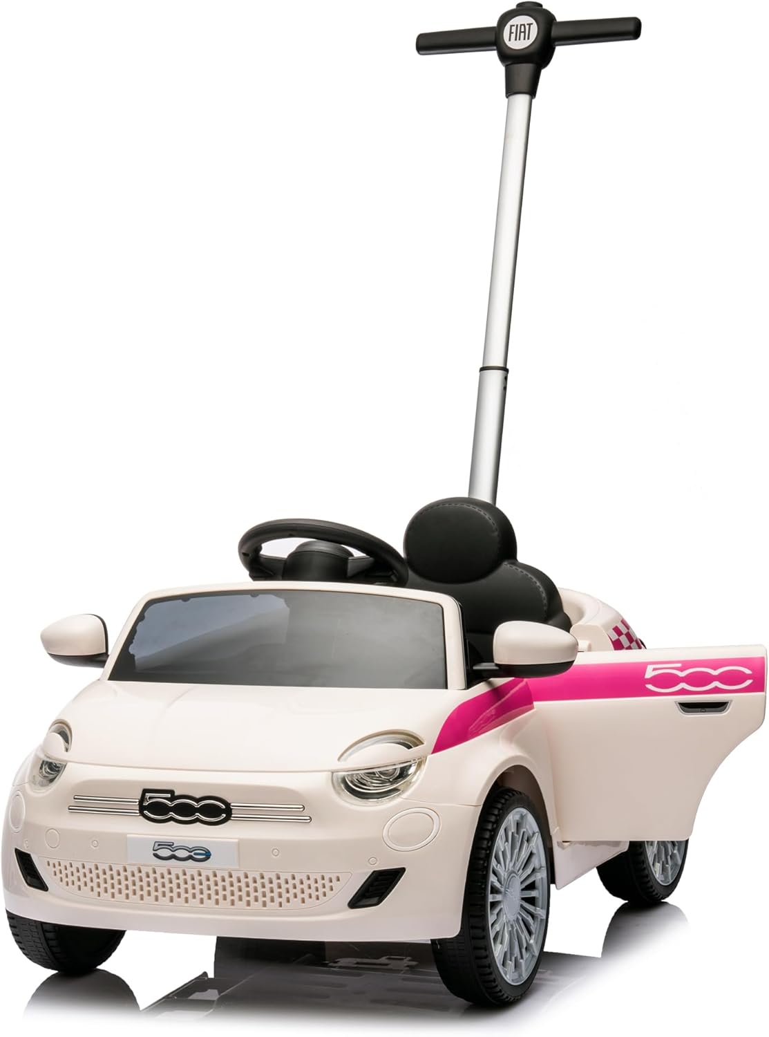 Fiat 500 E - Walker - 119501 - Freewheels - White - 25 kg Max - Plastic - Batteries Not Included - Guide Bar - Children's Toy - Gift - Birthday - From 18 Months