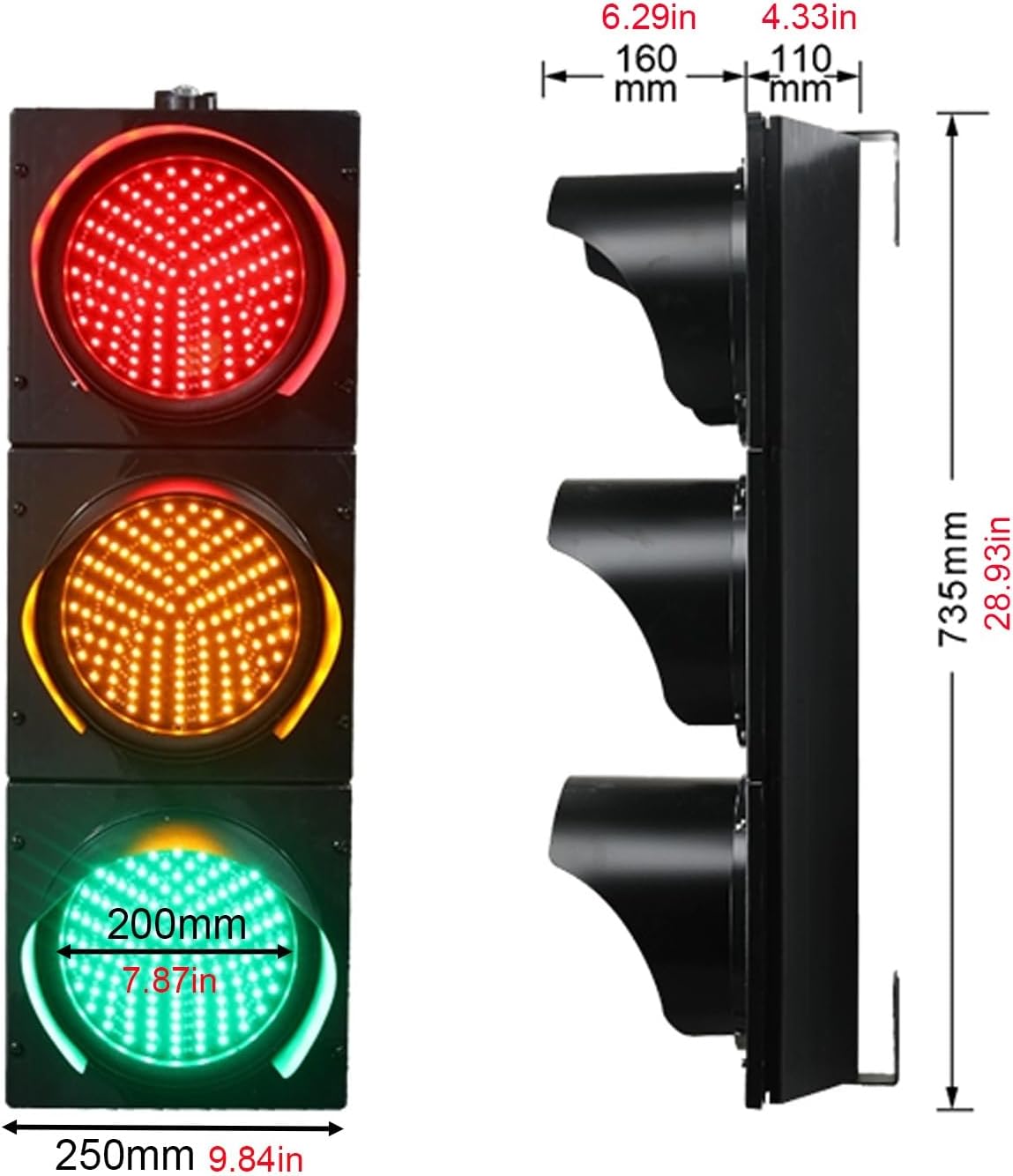 Traffic Light, Stoplight, Red/Green Stop and Go Light, Traffic Signal Light,Industrial LED Indicator Warning Light, for Toll Station, Car Wash, Shopping Mall, Parking Lane(Natural,200mm/7.87in)