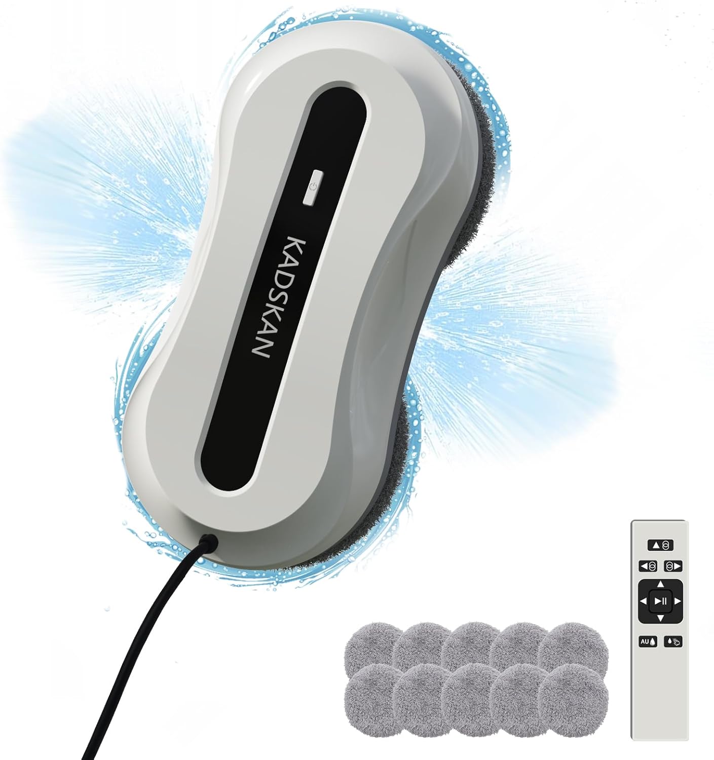 KADSKAN Window Cleaning Robot, Automatic Window Cleaner with Water Spray for Windows/Tiles/Class Door, Inside/Outside, 5600Pa Suction Power, 3.0 Path Planning, Remote Control