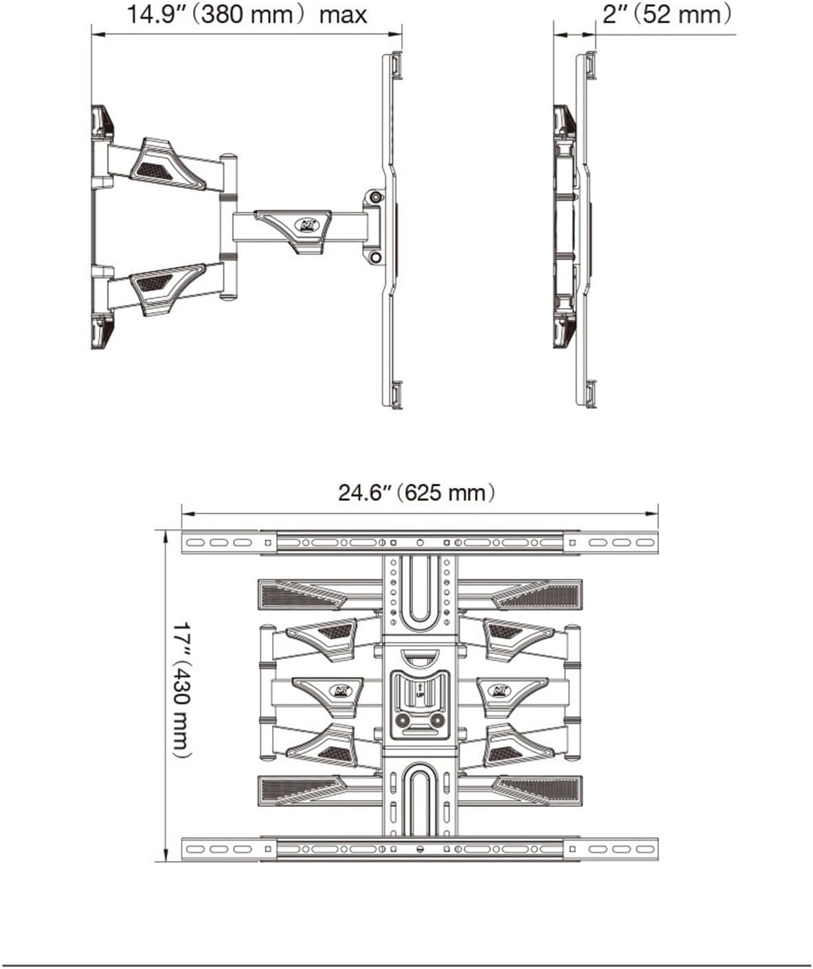 P6 (40-75 inches) TV Wall Mount TV Bracket Rotating Telescopic Shelf
