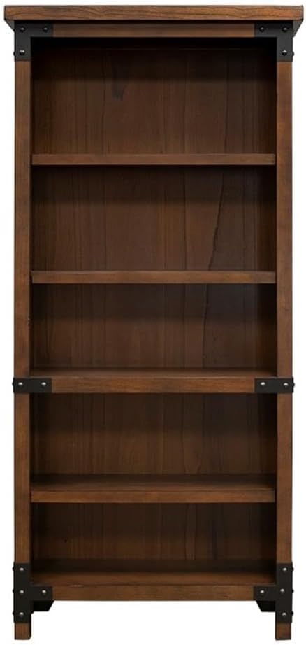 Pemberly Row Rustic Open Wood Bookcase in Brown
