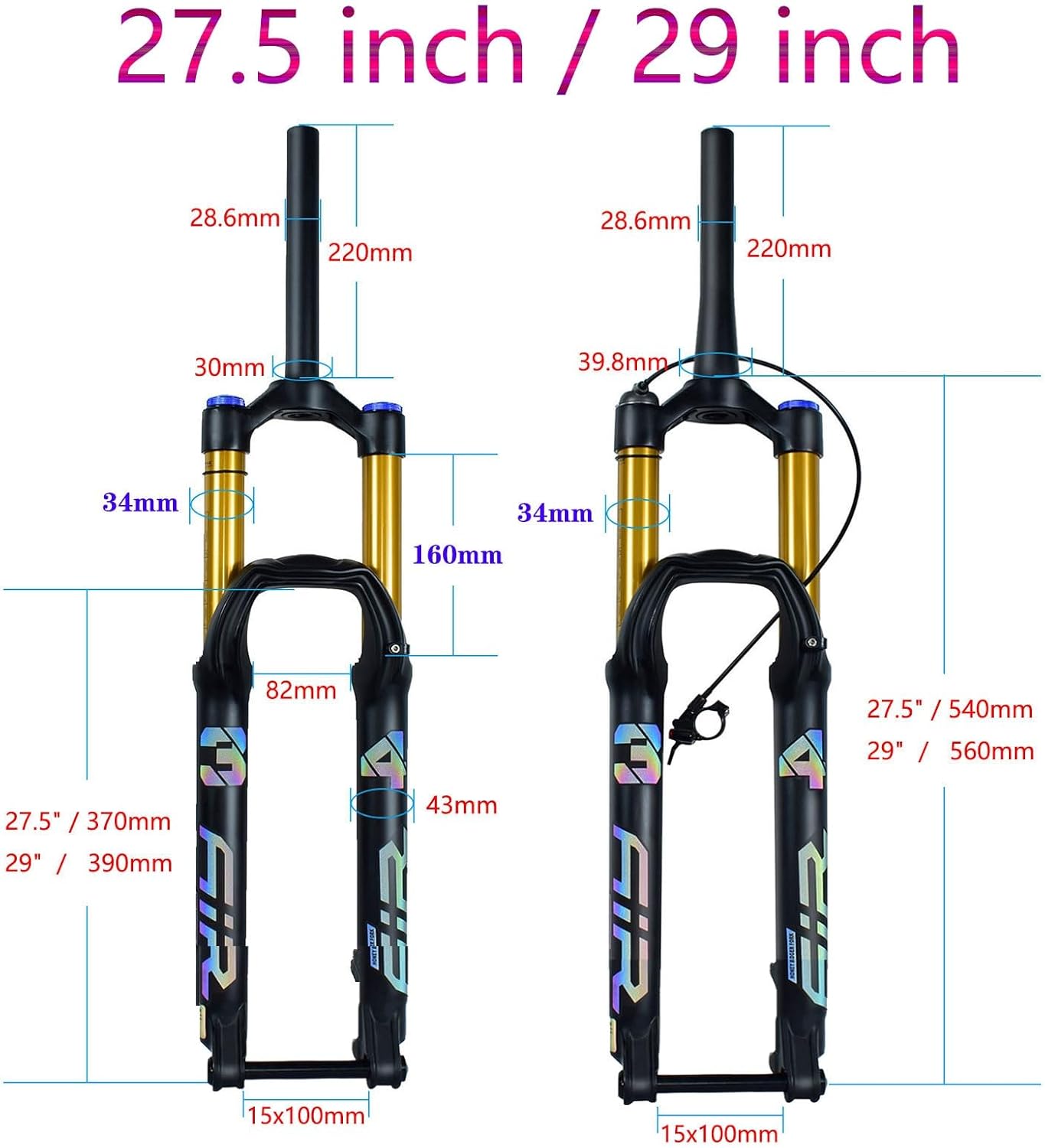 27.5/29 Inch DH Mountain Bike Suspension Fork 160mm Travel LYYCX-07 1-1/8