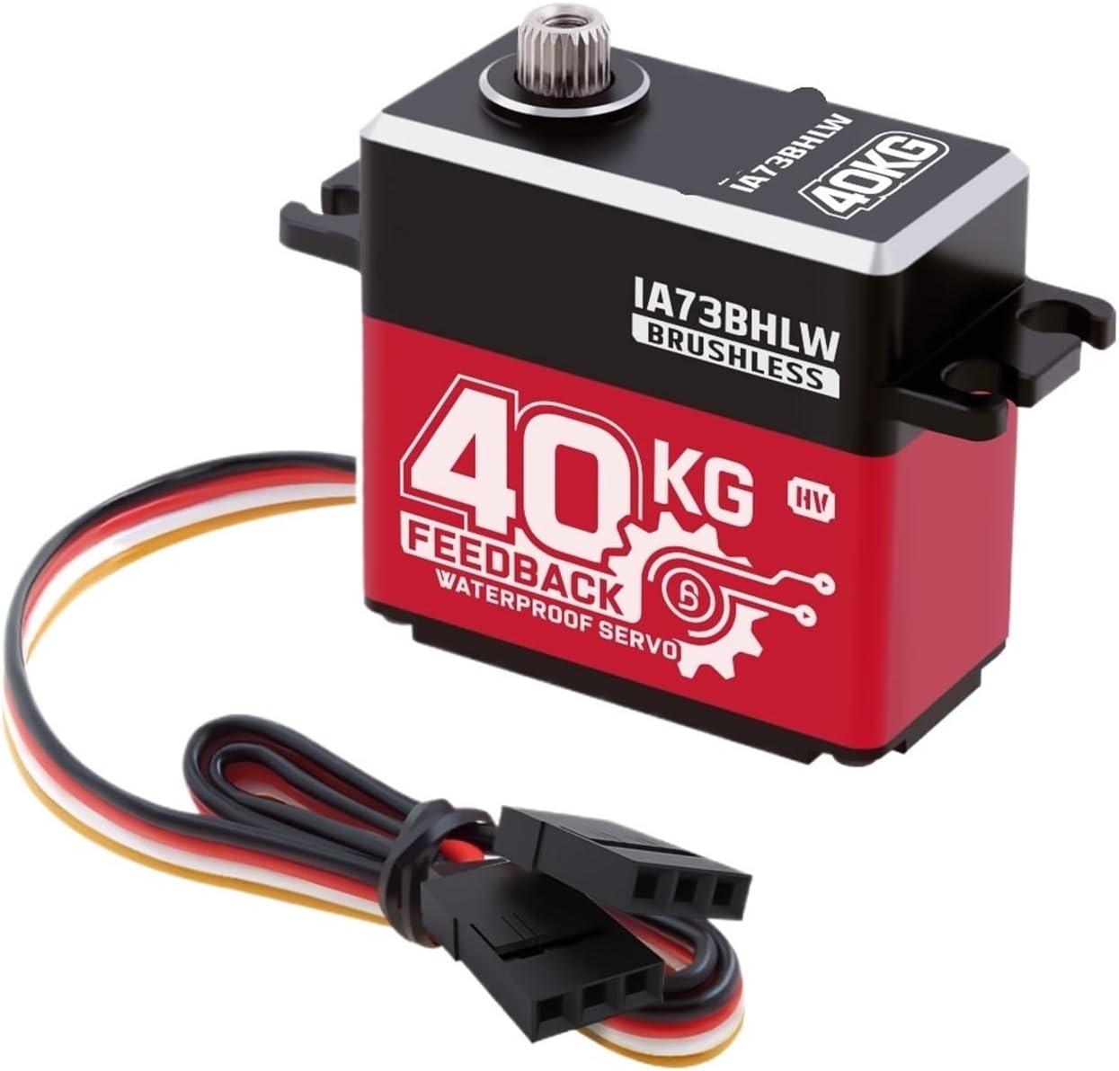 IA73BHLW HV Brushless 40KG High Torque Digital Steering Magnetic Waterproof IP67 with Position Feedback RC Servo Motor(IA73BHLW 40kg)