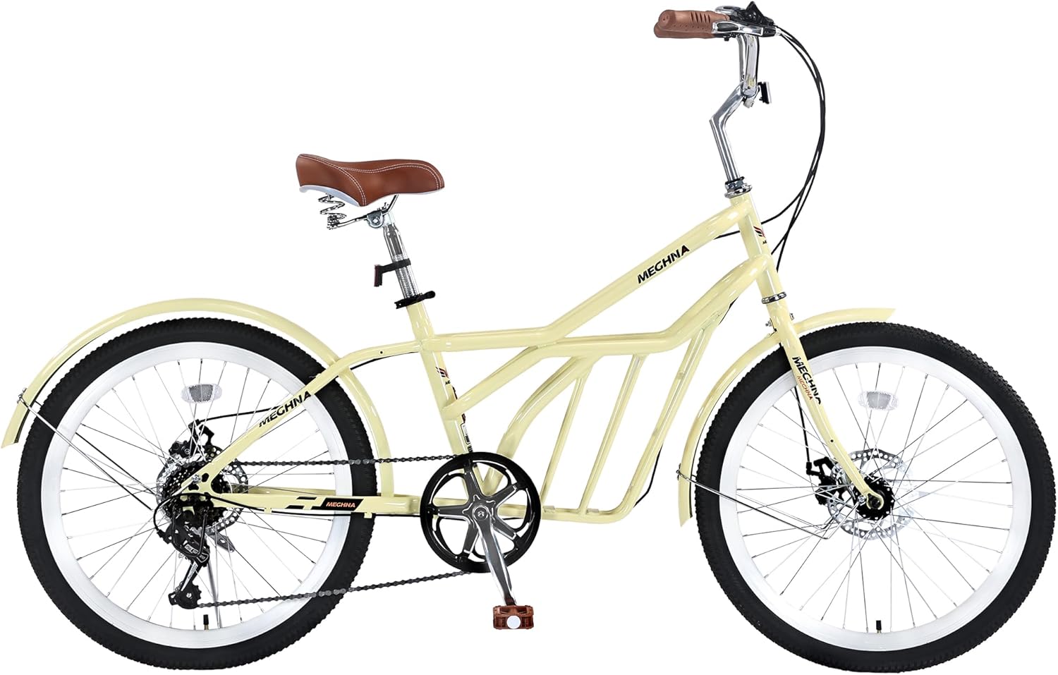 24 Inch Cruiser Pet Bicycle with 6 Speed，Beach Cruiser Dog Bikes for Girls，24” Girls Bike Yellow，Hybrid Cruiser Bikes 6 Speeds Trek Hybrid Bikes for Girl,3 Colors