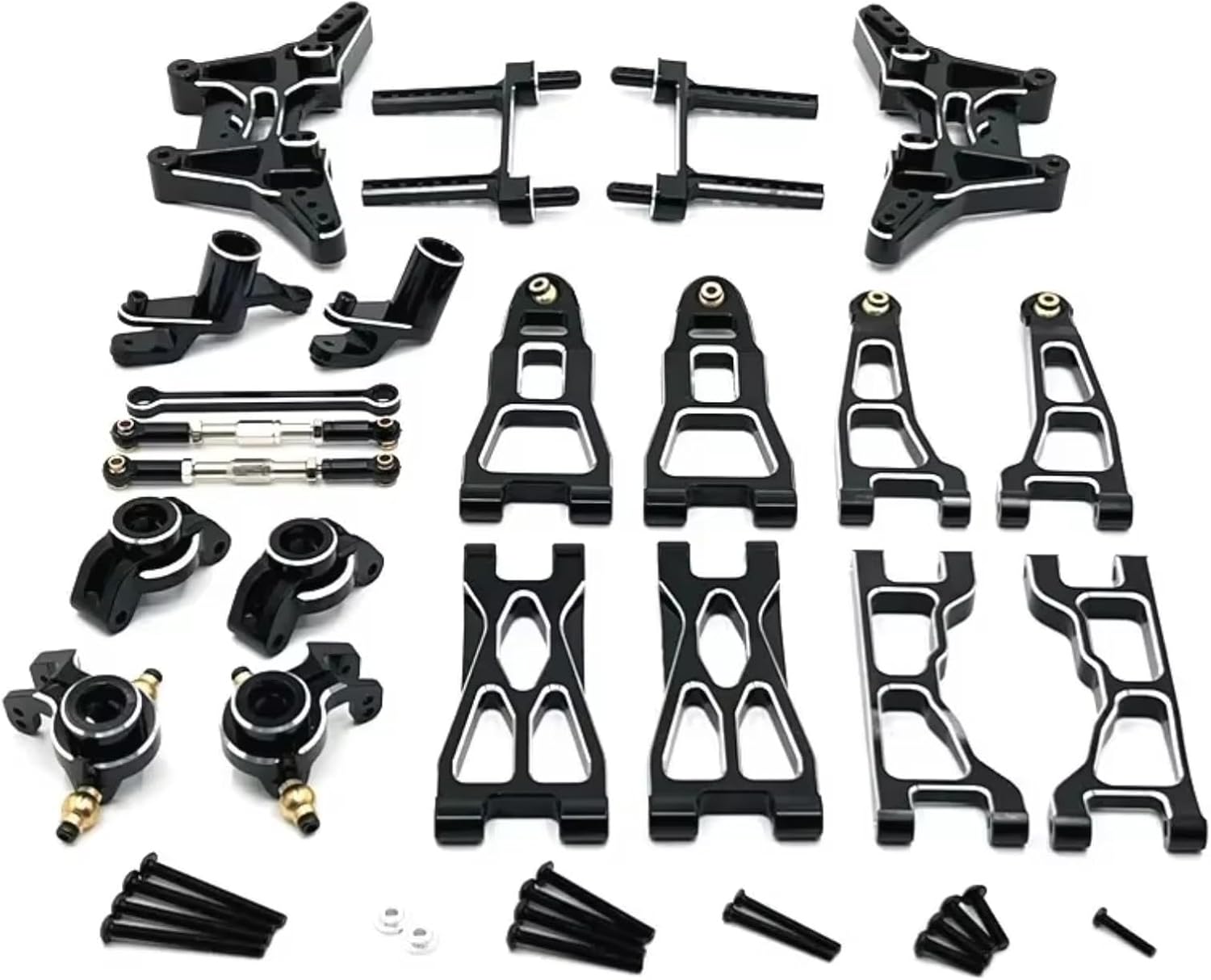 for UD1201 UD1202 UD-12Pro 1/12 Metal Front and Rear Suspension Arm Steering Assembly Kit RC Car Upgrade Parts Accessories RC Car Parts(Black)