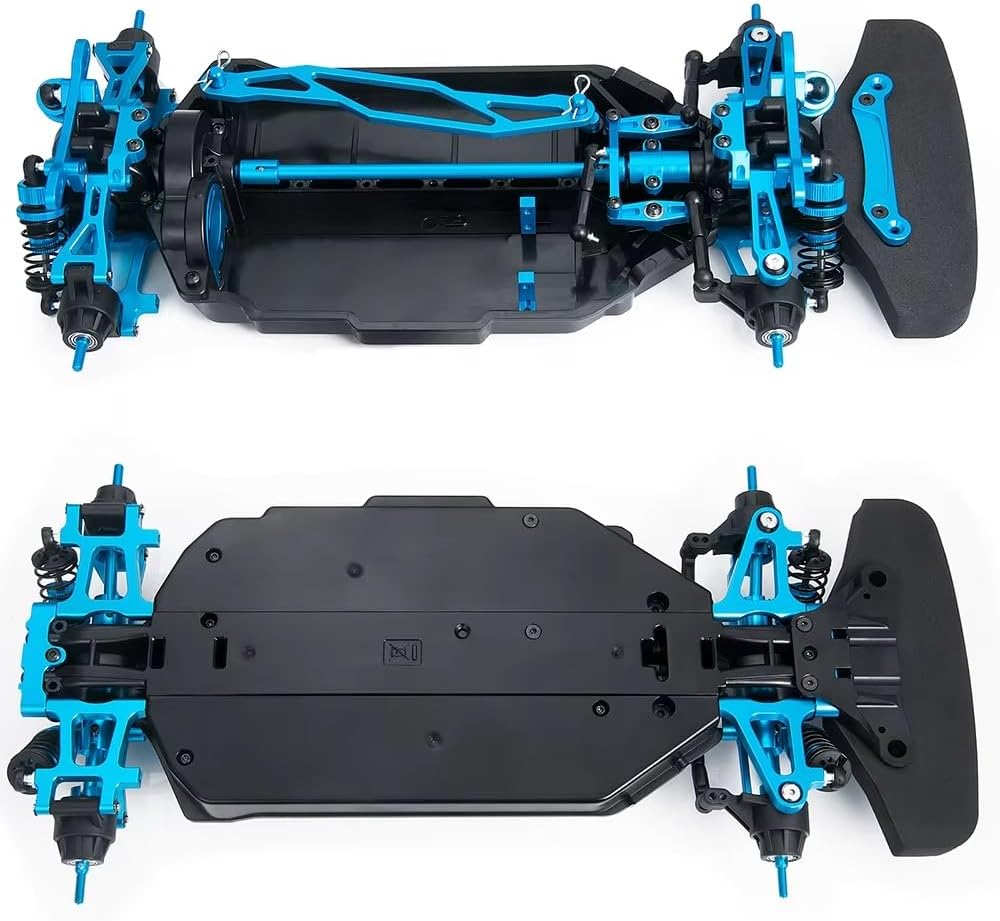 RC Car Accessories Compatible with Tamiya for TT02 1/10 RC Car Upgrade Parts Replacement Accessories Metal and Plastic for Chassis Frame Assembled Set