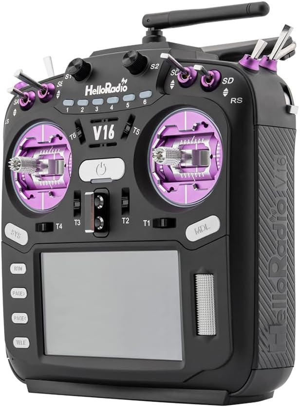 V16Max ELRS CNC Hall Gimbals Radio Transmitter, 16 Channels, 2.4G, Mode 2, for RC Drone (Violet)