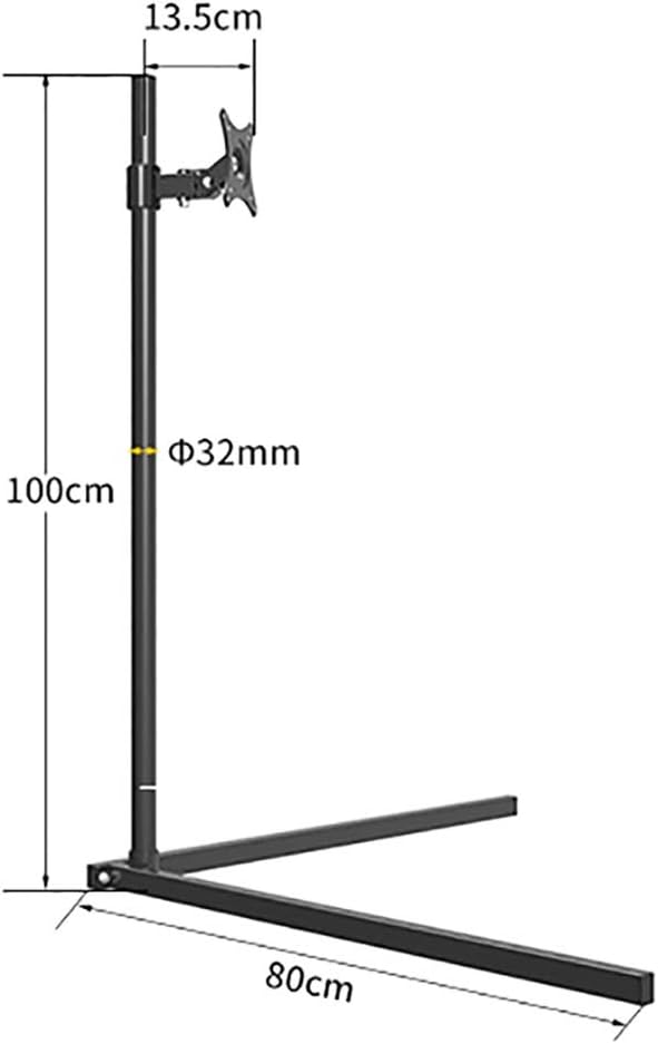 Floor LCD Monitor Stand, Ground Mounted Universal Lift and Rotate Mobile Frame, Computer Monitor Without Cross Arm Stand